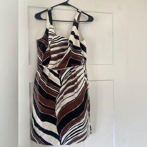 Trina Turk Brown, Black & White Zebra-Stripe Mini Dress